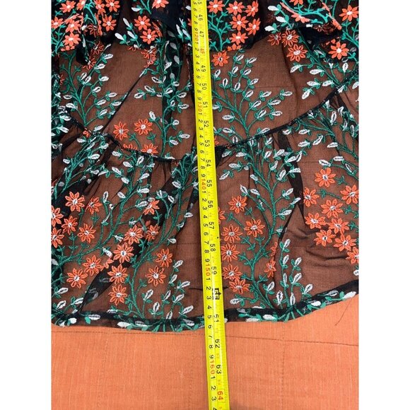 Dress the Population Wren Midi Dress Floral Embroidered - Black Multi Large Wome - Picture 12 of 13